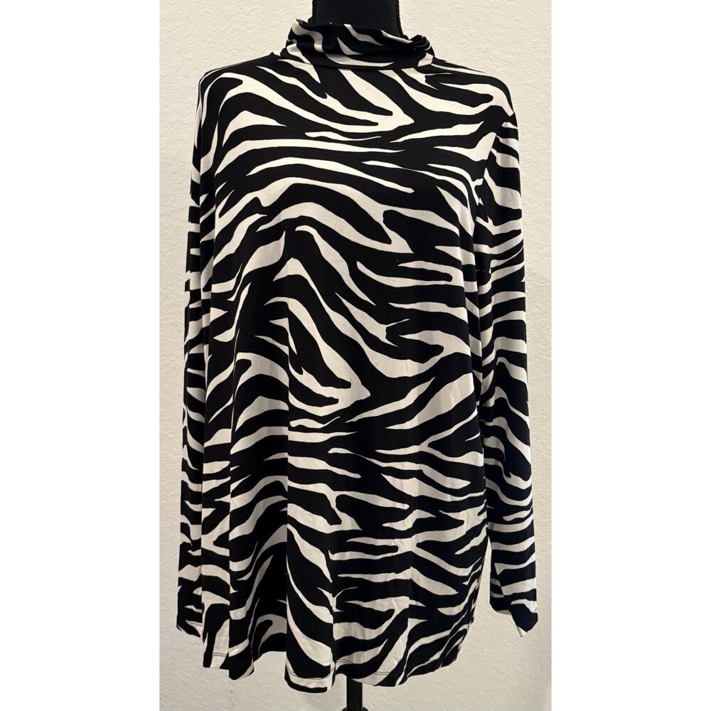 Chico’s Touch Of Cool Long Sleeve Layer Mock Zebra Size 4 (XXL) NWT
